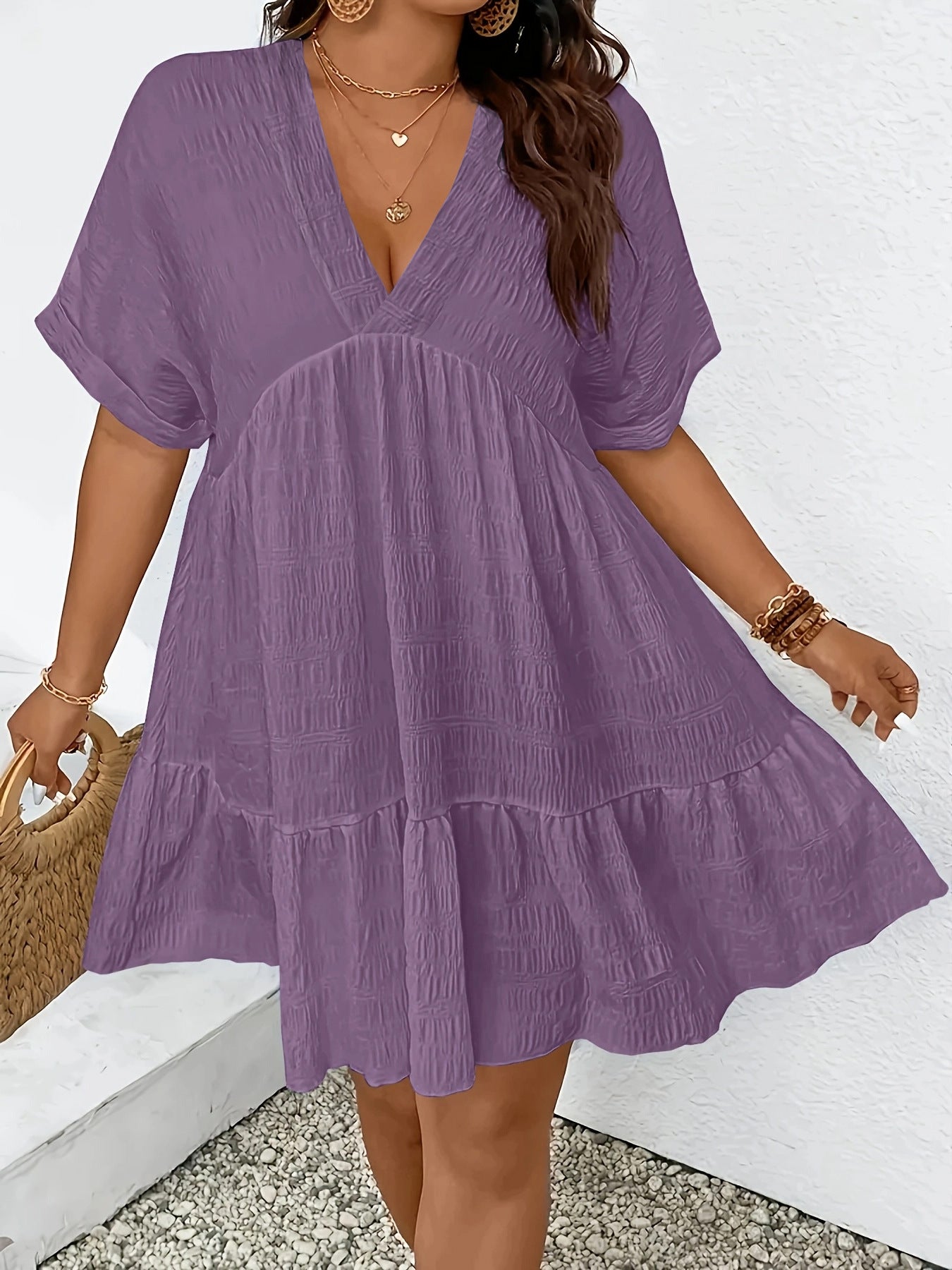 Women's Deep V-Neck Loose Midi Dress