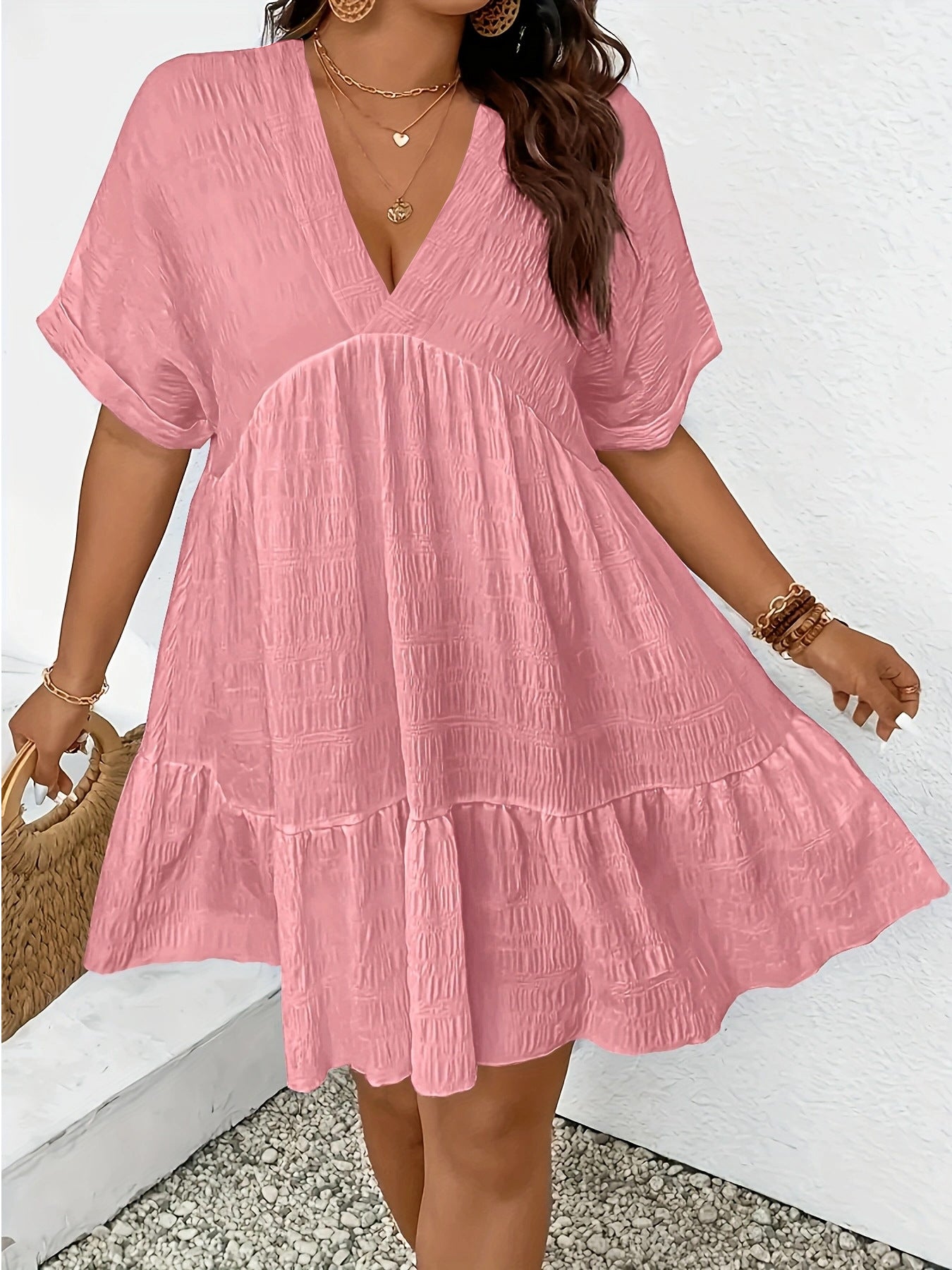 Women's Deep V-Neck Loose Midi Dress