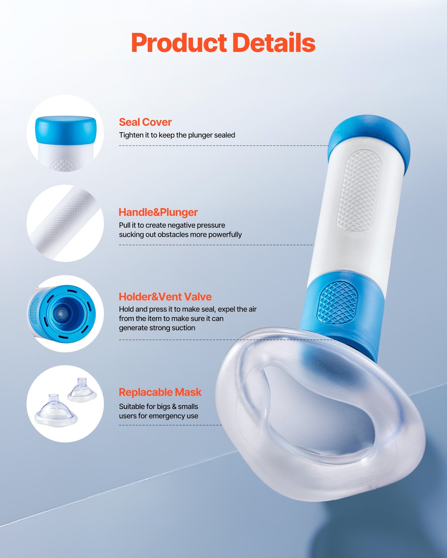 Portable Anti-Choking Suction Device with 4 Masks