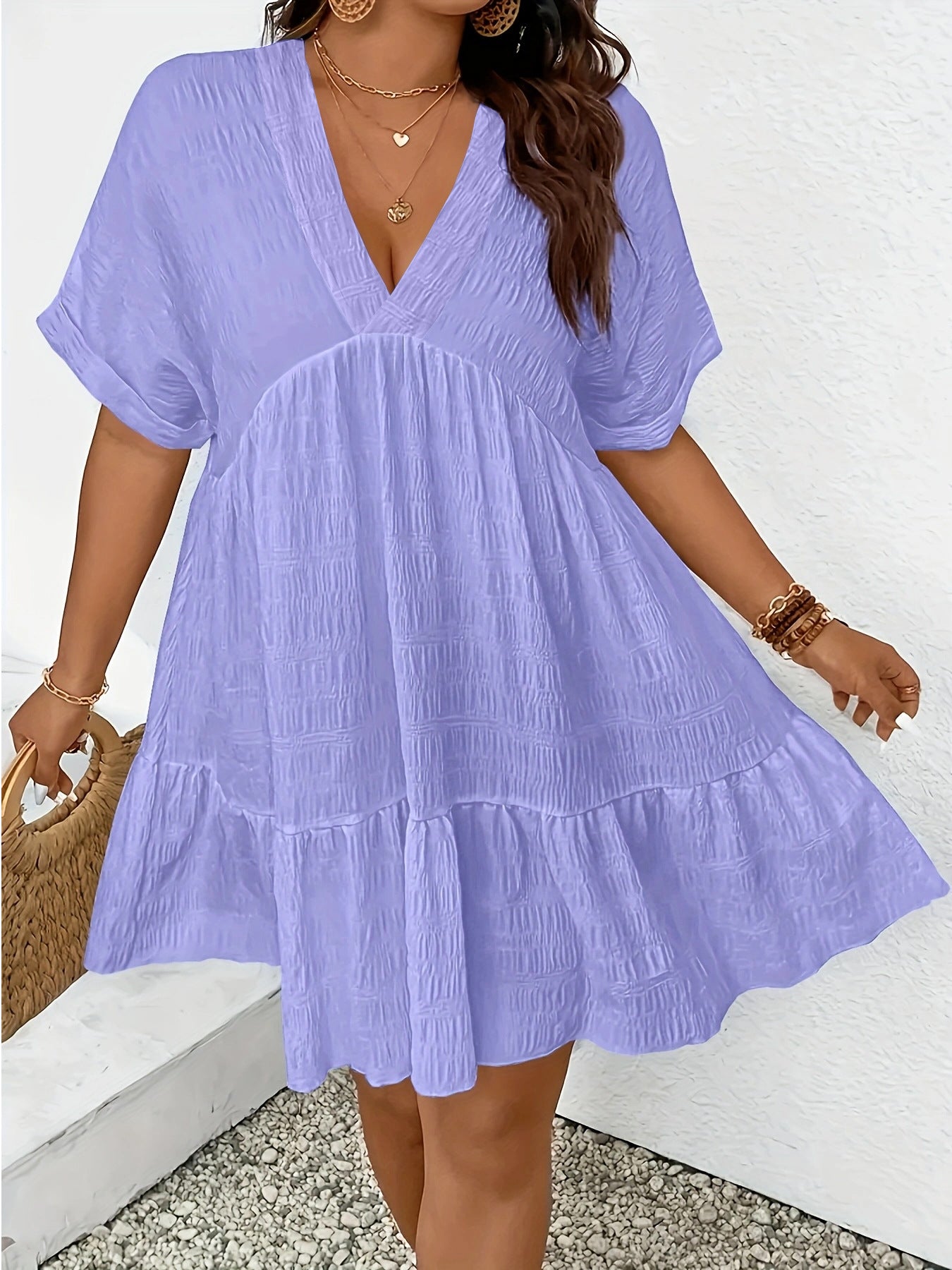Women's Deep V-Neck Loose Midi Dress